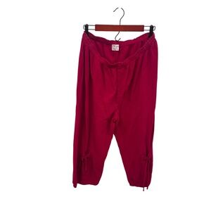Oh My Gauze Cropped Pants Red Size lg/xlg loose fit preloved lagenlook